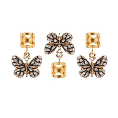 RED BEAUTY by KISS gold butterfly hair cuffs set with crystal accents luxury braid charms for hair