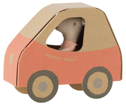 Maileg Driver Mouse Little Sister in Red Car Box