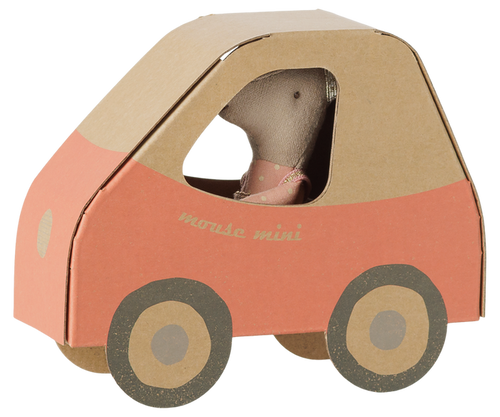 Maileg Driver Mouse Little Sister in Red Car Box