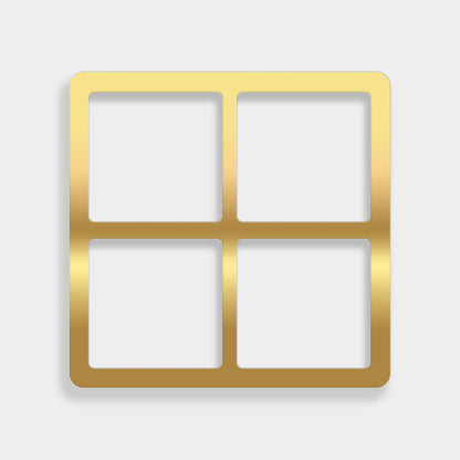 Gold four square insert with grey background.