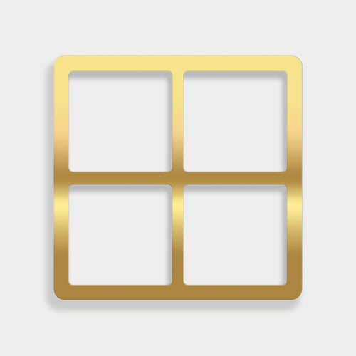 Gold four square insert with grey background.