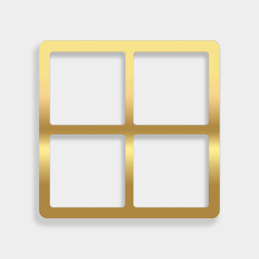 Gold four square insert with grey background.