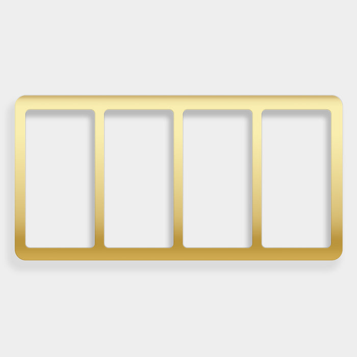 Gold rectangular insert with four square sections on a white background
