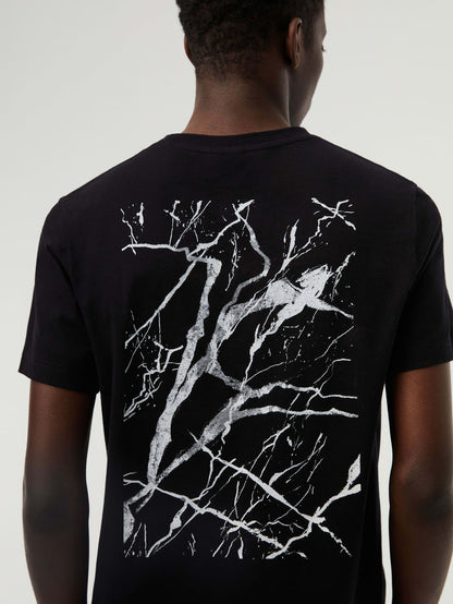 Marble Print Cotton T-shirt Janta V1.y7.02 Black