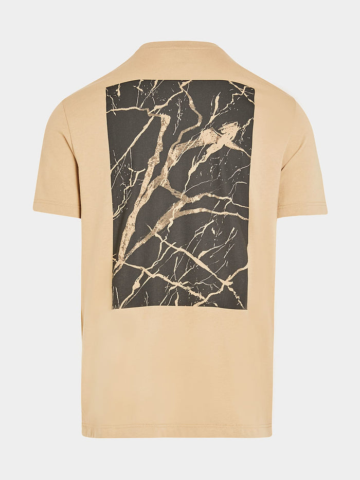 Marble Print Cotton T-Shirt JANTA V1.Y7.02  Brown / Beige