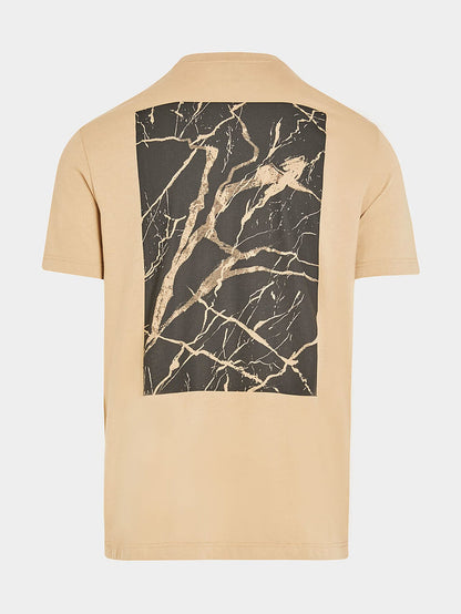 Marble Print Cotton T-Shirt JANTA V1.Y7.02  Brown / Beige