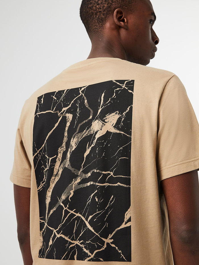 Marble Print Cotton T-Shirt JANTA V1.Y7.02  Brown / Beige