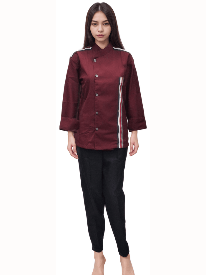Maroon Chef Coat - Stylish and Durable Culinary Uniform for Professionals - J R GARMENTS