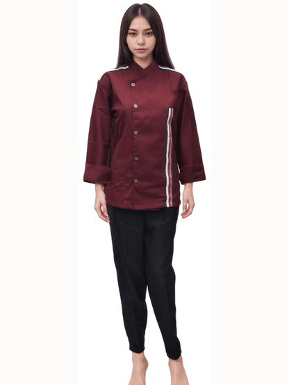 Maroon Chef Coat - Stylish and Durable Culinary Uniform for Professionals - J R GARMENTS