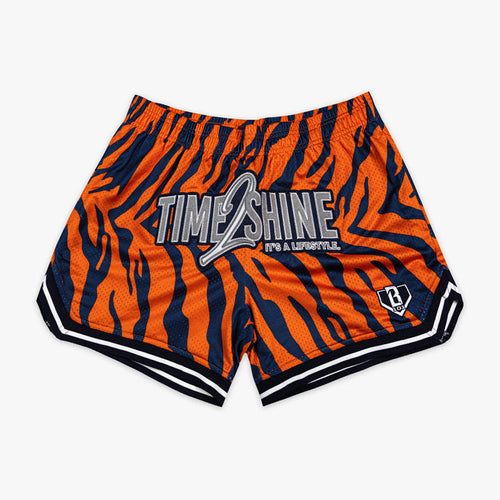 Orange Max Clark Tiger Court shorts — front view