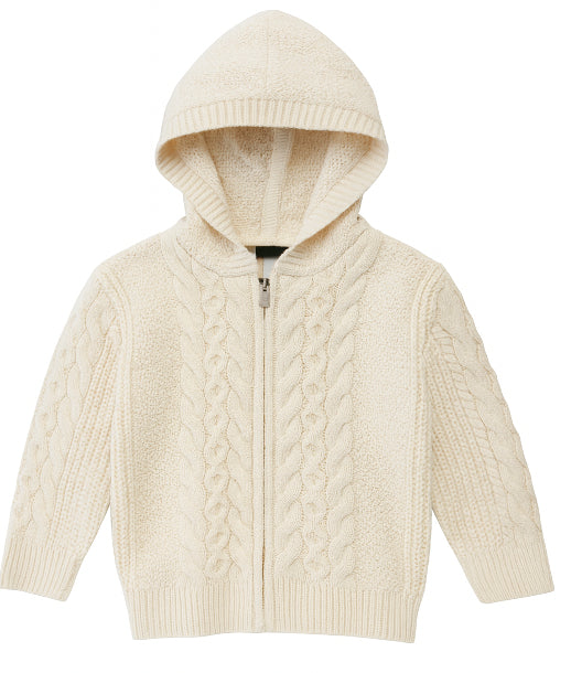 Me & Henry Hoody Cable Sweater in Cream