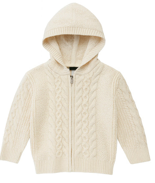 Me & Henry Hoody Cable Sweater in Cream