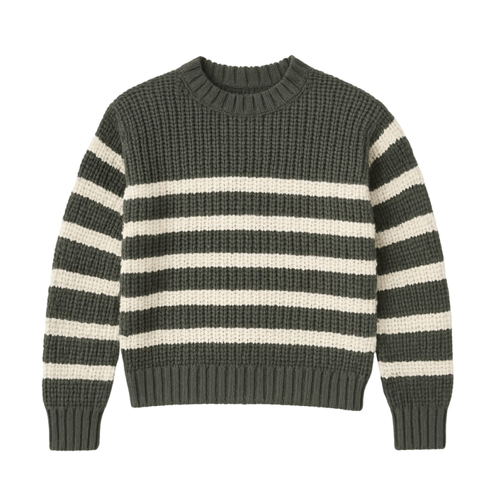 Me & Henry Zippy Sweater in Green Stripe