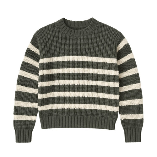Me & Henry Zippy Sweater in Green Stripe