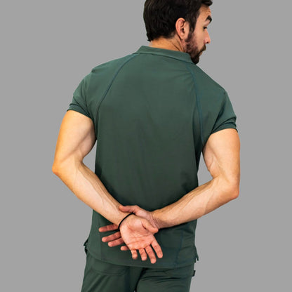 Back view of men's 910 olive green scrub top