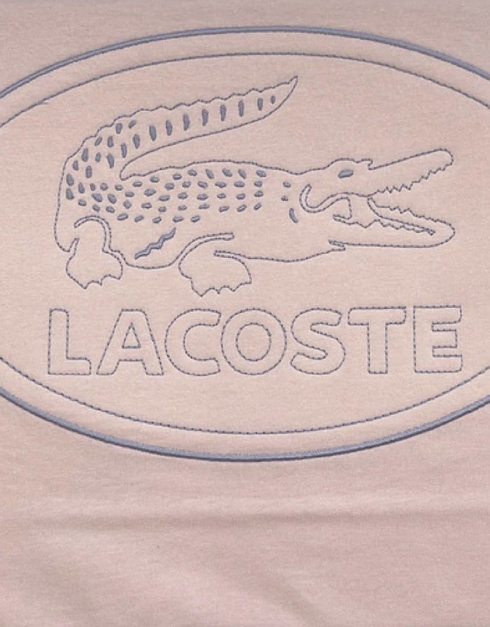 Men's Crew Neck Embroidered Logo Cotton T-shirt Light Pink