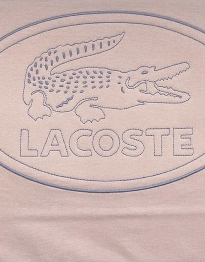 Men's Crew Neck Embroidered Logo Cotton T-shirt Light Pink