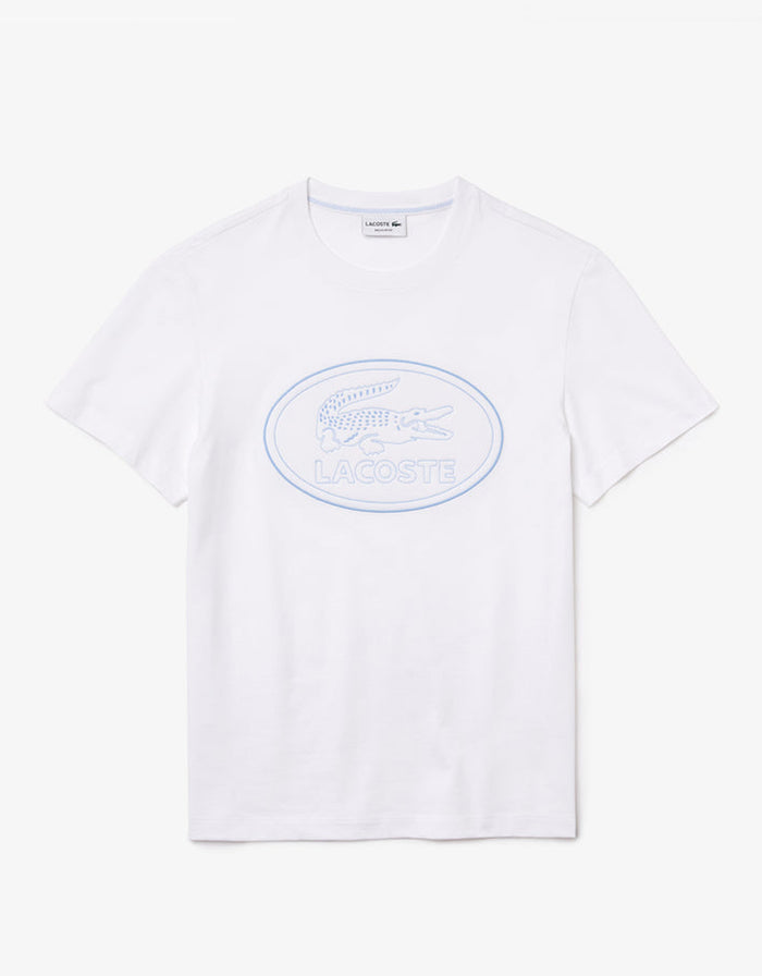 Men's Crew Neck Embroidered Logo Cotton T-shirt White