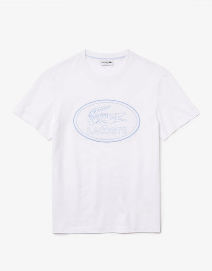 Men's Crew Neck Embroidered Logo Cotton T-shirt White