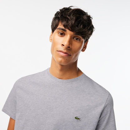 Men's Crew Neck Pima Cotton Jersey T-Shirt  Grey Chine