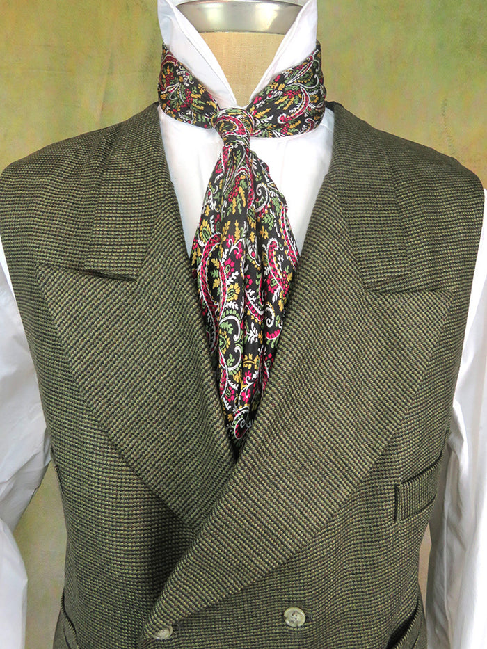 Men's Double Breasted Vest - Green and Brown Mini Check