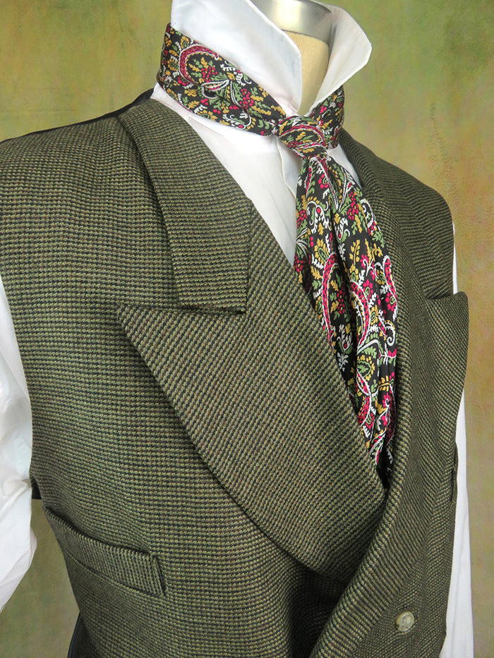 Men's Double Breasted Vest - Green and Brown Mini Check