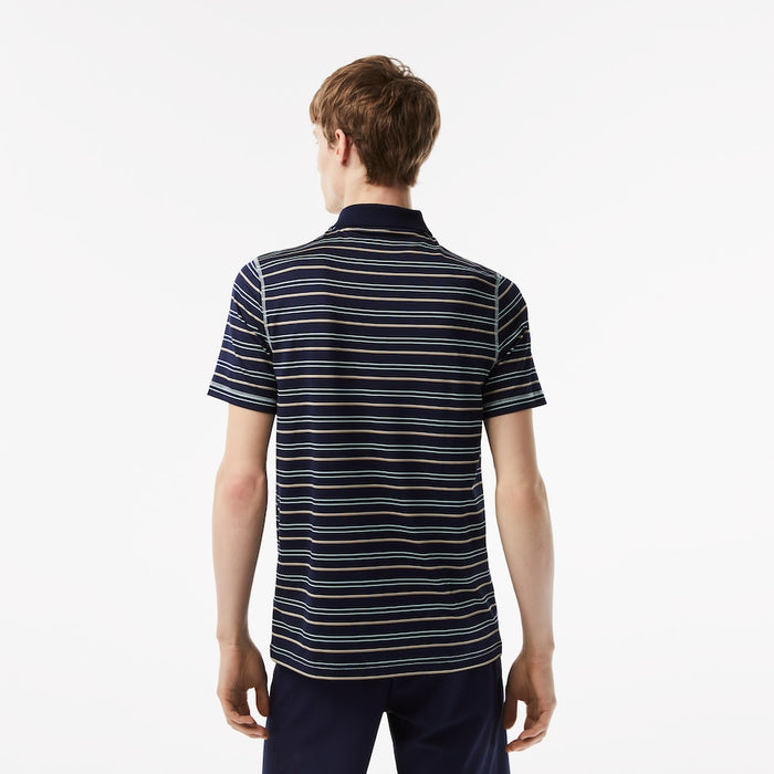Men’s Golf Recycled Polyester Stripe Polo Navy Blue
