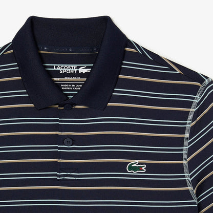 Men’s Golf Recycled Polyester Stripe Polo Navy Blue
