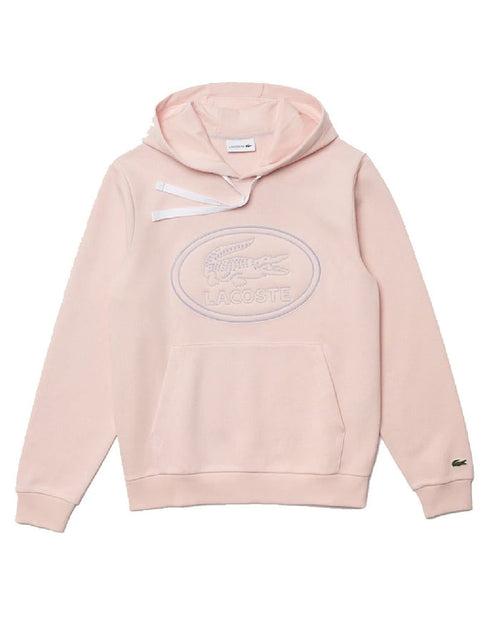 Men's Hooded Embroidered Logo Pique Fleece Sweatshirt Light Pink