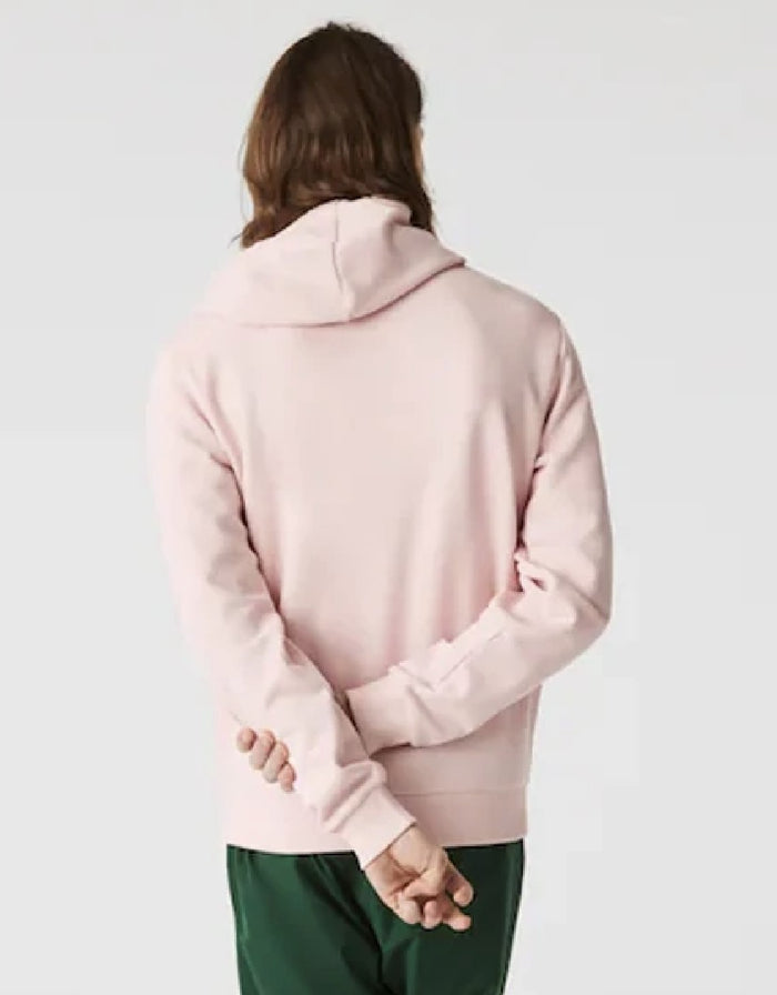 Men's Hooded Embroidered Logo Pique Fleece Sweatshirt Light Pink