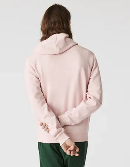 Men's Hooded Embroidered Logo Pique Fleece Sweatshirt Light Pink