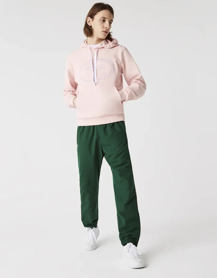 Men's Hooded Embroidered Logo Pique Fleece Sweatshirt Light Pink
