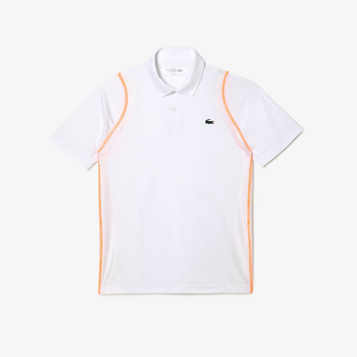 Men’s Lacoste Tennis Recycled Polyester Polo Shirt White / Orange