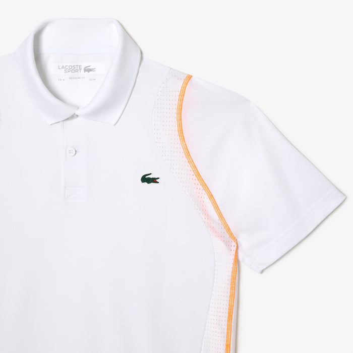Men’s Lacoste Tennis Recycled Polyester Polo Shirt White / Orange