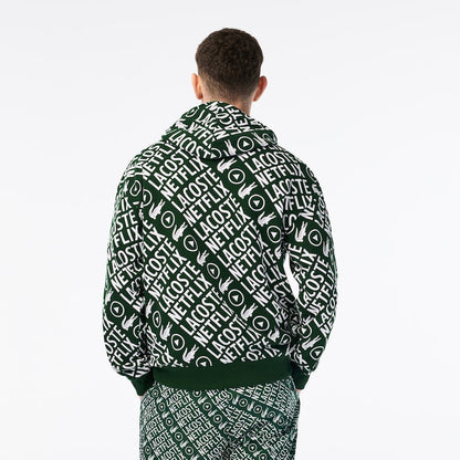 Men's Lacoste x Netflix Loose Fit Organic Cotton Sweatshirt Green/White