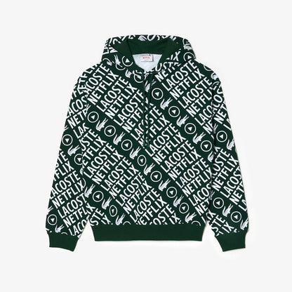 Men's Lacoste x Netflix Loose Fit Organic Cotton Sweatshirt Green/White