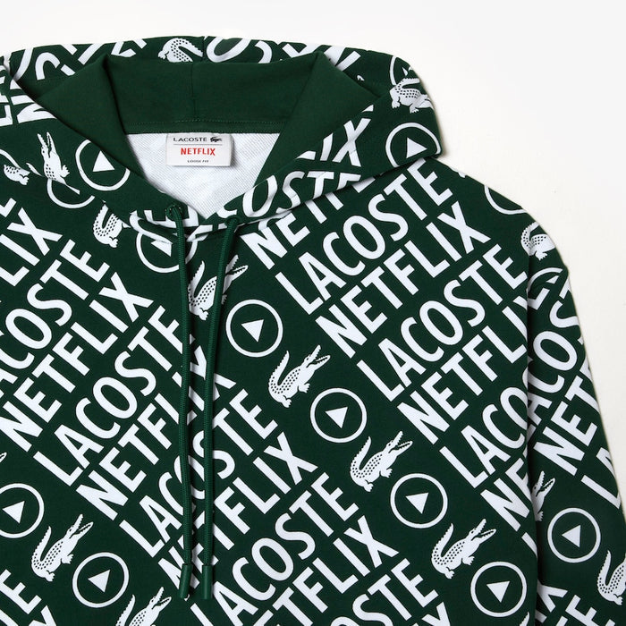 Men's Lacoste x Netflix Loose Fit Organic Cotton Sweatshirt Green/White