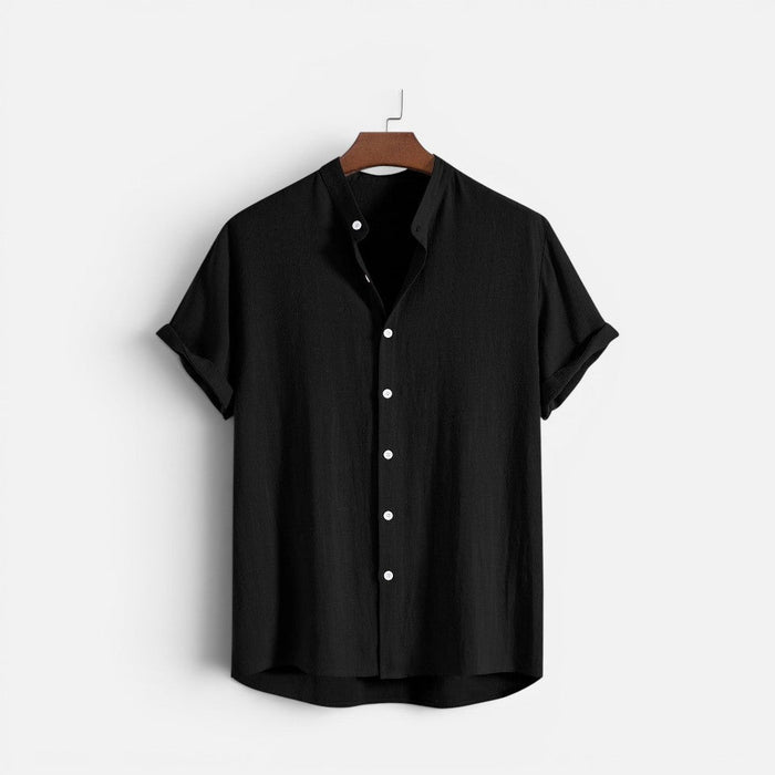 Two-piece set: short-sleeved, stand-up collar, button-front trousers 1