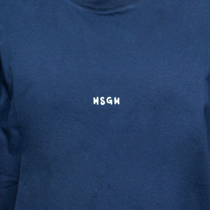 Men's Msgm Brush Stroke Micrologo Print Navy