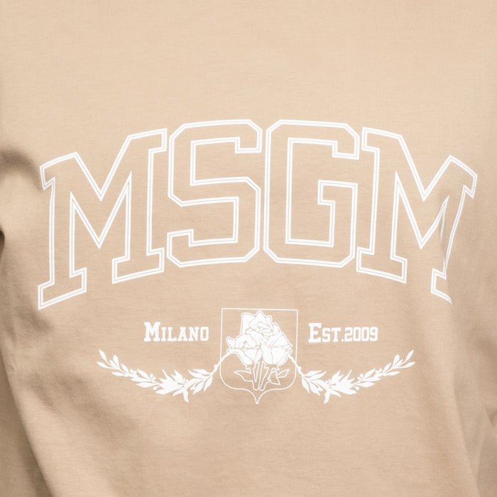 Men's Msgm College Est.2009 Print T-shirt Beige