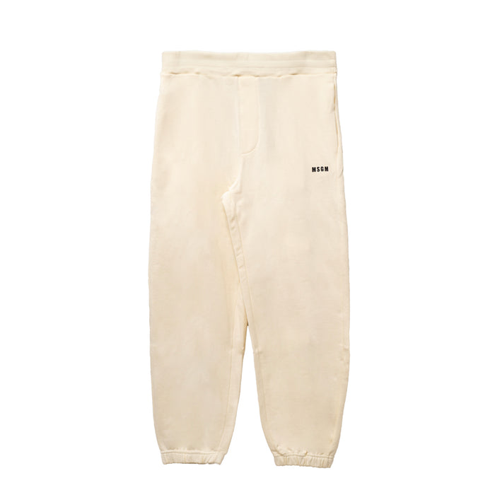 Men's Msgm Micrologo Print Fleece Pants Off White