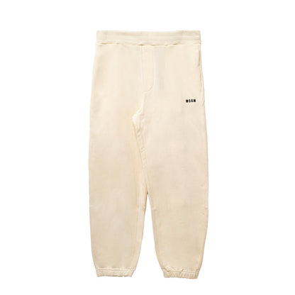Men's Msgm Micrologo Print Fleece Pants Off White