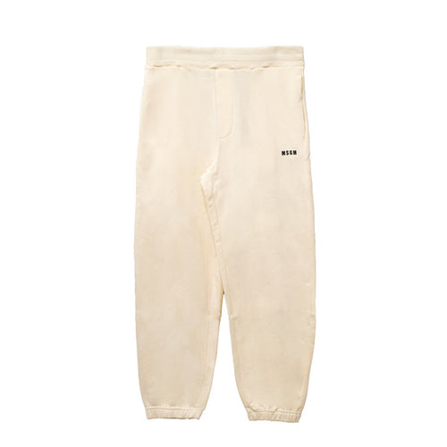 Men's Msgm Micrologo Print Fleece Pants Off White