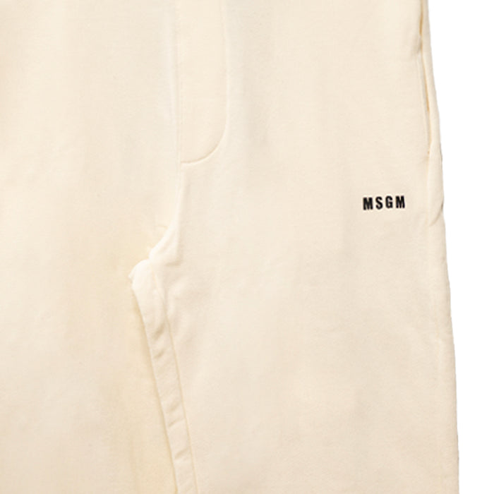 Men's Msgm Micrologo Print Fleece Pants Off White