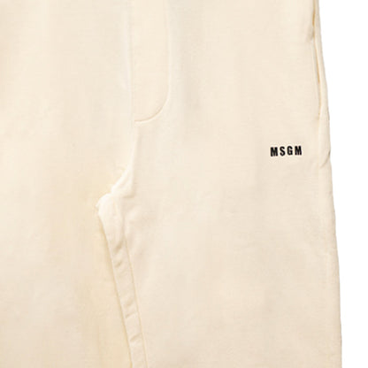Men's Msgm Micrologo Print Fleece Pants Off White