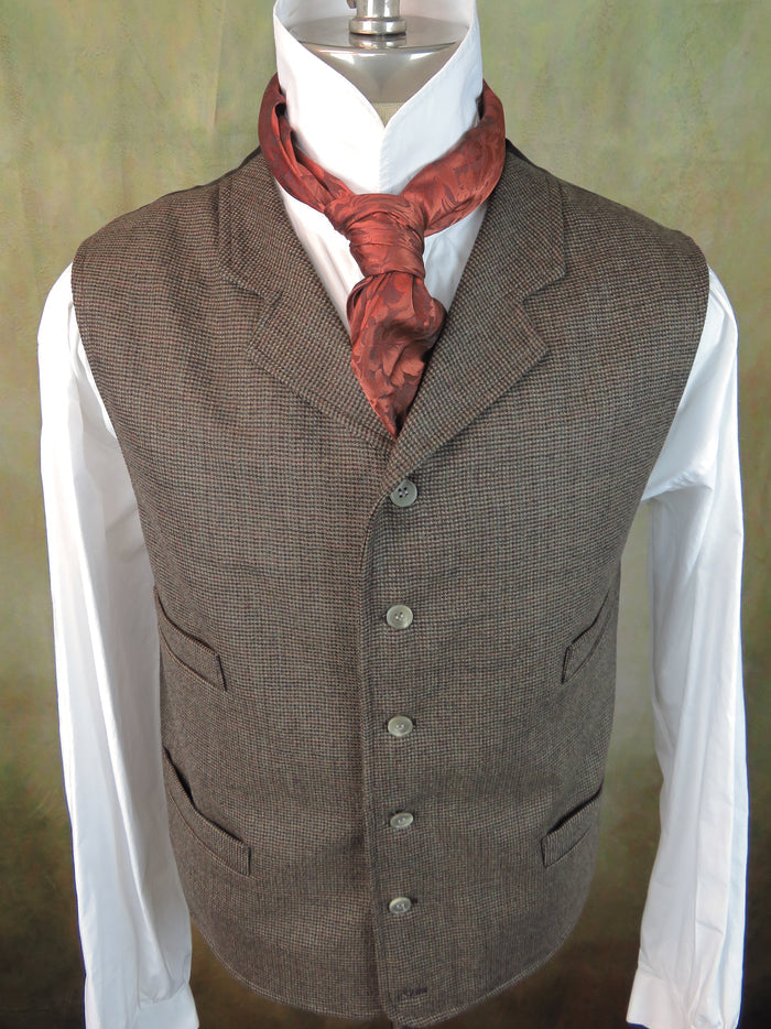 Men's Notch Vest - Brown and Rust Mini Check #442