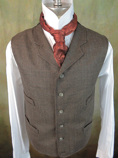 Men's Notch Vest - Brown and Rust Mini Check #442