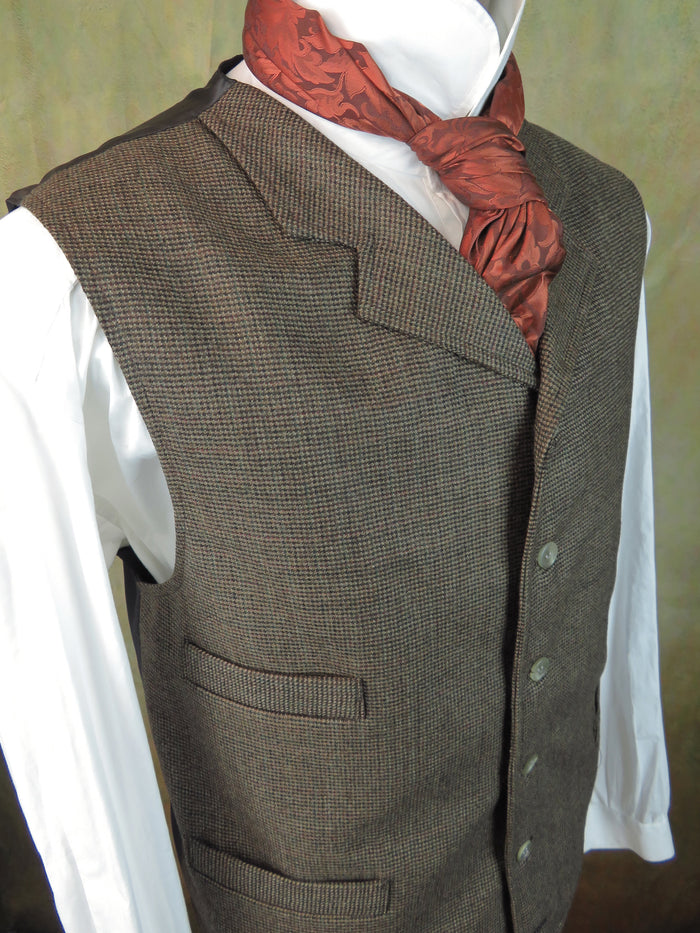 Men's Notch Vest - Brown and Rust Mini Check #442