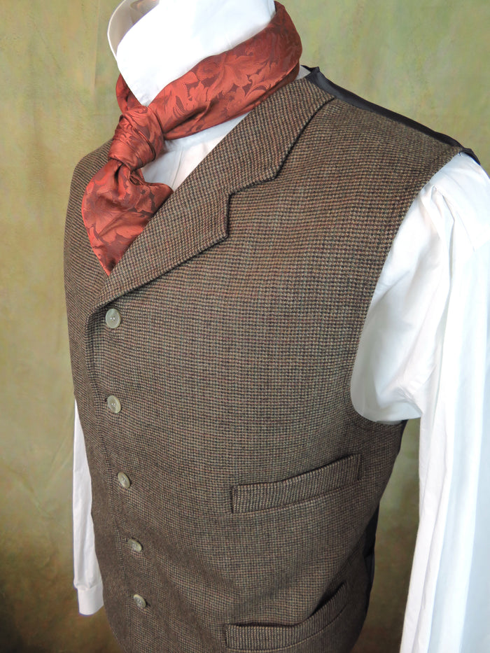 Men's Notch Vest - Brown and Rust Mini Check #442