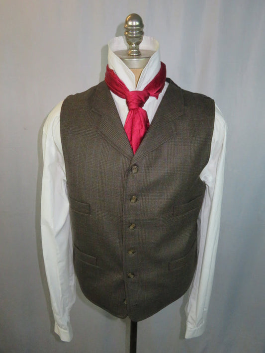 Men's Notch Vest - Dark Brown Glen Plaid with Blue and Rust Accents of18